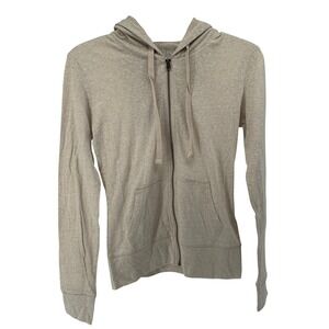 Aeropostale Womens Small Full Zip Hoodie Tan Marl Lightweight Cotton Blend 4956